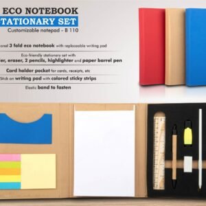 3 fold Eco Notebook with stationary set