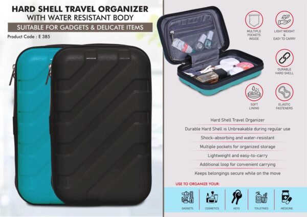 Hard Shell Travel Organizer with unbreakable shell | Suitable for Gadgets & Delicate items | Shock absorbing & Water Resistant