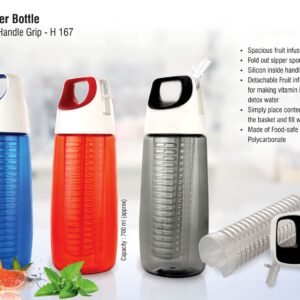 Fruit infuser water bottle with silicon handle grip (700ml approx) | BPA free