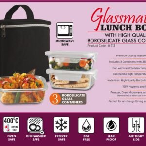 GlassMate Lunch Box: Lunch box with High quality borosilicate glass Containers