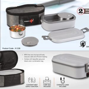 ThermoBite Slim: Electric Lunch Box with 2 Steel Containers | Carry Bag included