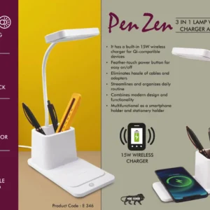 PenZen: 3 in 1 Lamp with 15W Wireless Charger and Tumbler