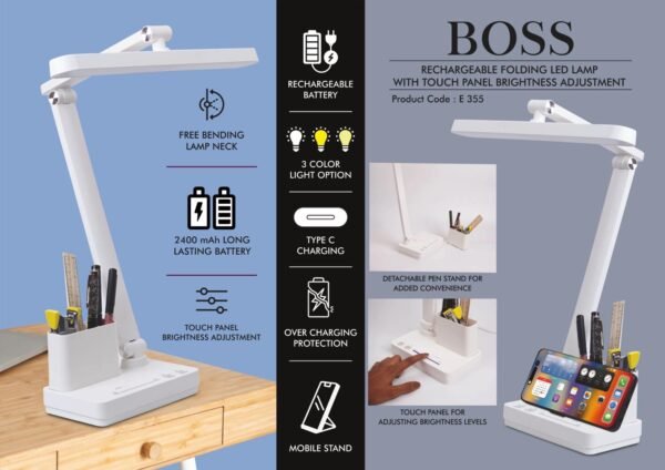 Rechargeable Folding LED lamp with Touch panel Brightness adjustment